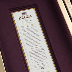 Close up of Brora 40 Year Old - 200th Anniversary Edition's product description in box