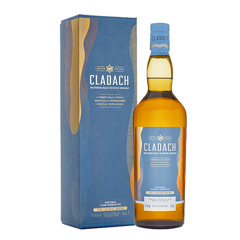 Cladach Coastal Blend, Blended Malt Scotch Whisky Limited Release bottle and box against a white background
