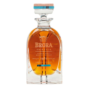 Brora Triptych Single Malt Scotch Whisky, Timeless Original (1982) against clean white background