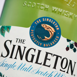 Extreme closeup of The Singleton of Dufftown 17 Year Old Special Release 2020, Single Malt Scotch Whisky bottle label
