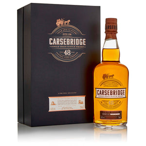 Carsebridge 48 Year Old Single Grain Scotch Whisky bottle and box against a white background