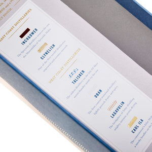 A close up of Cladach Coastal Blend, Blended Malt Scotch Whisky Limited Release box description against a white background