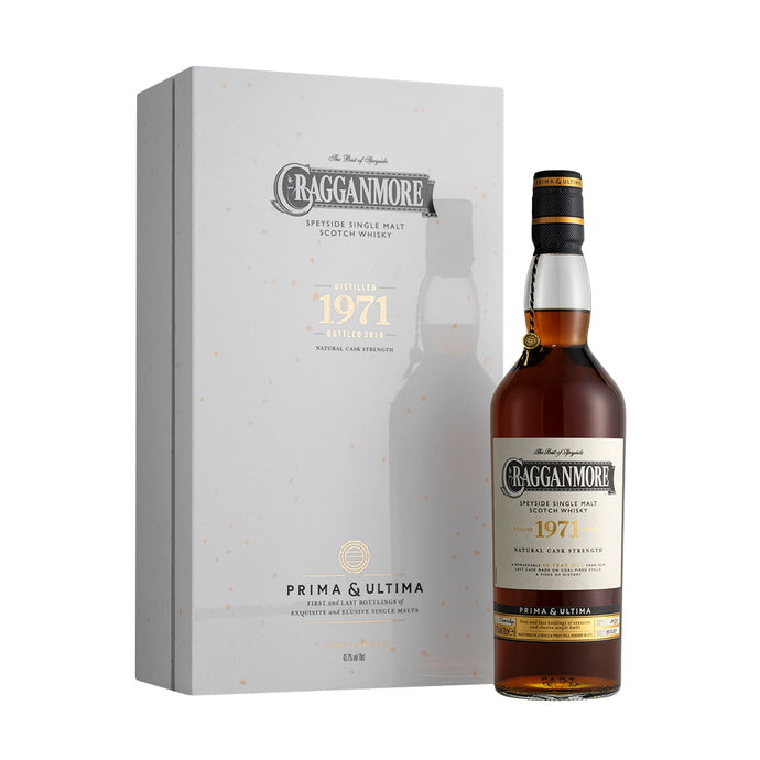 Cragganmore 1971 - Prima & Ultima Speyside Single Malt Scotch Whisky bottle and box against a white background