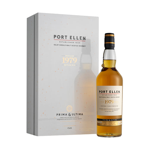 Port Ellen 1979 - Prima & Ultima, Islay Single Malt Scotch Whisky bottle and box against a white background