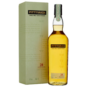 Pittyvaich 28 Year Old Single Malt Scotch Whisky bottle and box against a white background