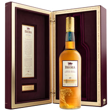 Load image into Gallery viewer, A bottle of Brora 40 Year Old - 200th Anniversary Edition in front of opened box against clean white background
