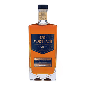 A bottle of Mortlach 21 Year Old Special Release 2020, Speyside Single Malt Whisky against white background