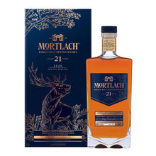 Load image into Gallery viewer, A bottle of Mortlach 21 Year Old Special Release 2020, Speyside Single Malt Whisky with box against white background
