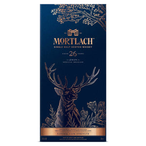 Box of Mortlach 26 Year Old Special Release 2019 Single Malt Scotch Whisky against clean white background