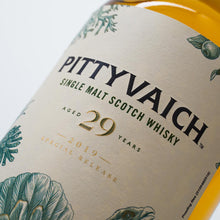 Load image into Gallery viewer, A close up of Pittyvaich 29 Year Old Special Release 2019 Single Malt Scotch Whisky bottle against a white background
