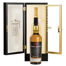 Load image into Gallery viewer, A bottle of Port Ellen 40 Year Old 9 Rogue Casks, Islay Single Malt Scotch Whisky in front of opened box 

